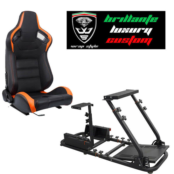 Postazione gioco simulatore PS5 support sedile sport N730 Pelle nero/Arancio Car