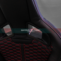 Coppia sedili sportivi Replica Recaro Sportster CS senza logo trapuntati pelle nera e cuciture rosse con  Guscio